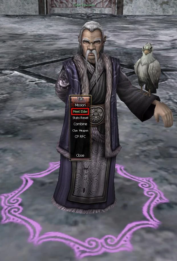 2) Select "Meet Elder" from the menu.