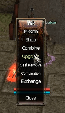 Blacksmith Upgrade menu
