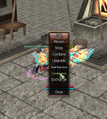 Blacksmith Combination menu